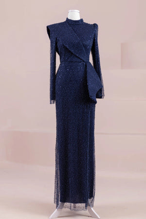 Ziva Tesettür Abiye - FioraofDress - tesettur - abiye - lacivert - 38 - hijab - evening - dress