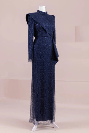 Ziva Tesettür Abiye - FioraofDress - tesettur - abiye - lacivert - 38 - hijab - evening - dress